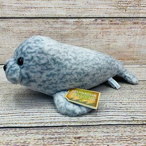 14" Destination Nation White Gray Spots Harbor Seal Plush Stuffed Animal Toy NWT